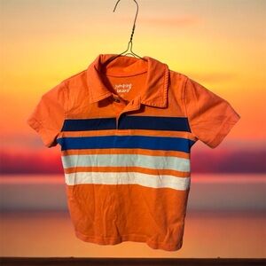 Jumping Beans Kids Polo Shirt in Orange with Blue and White Stripes